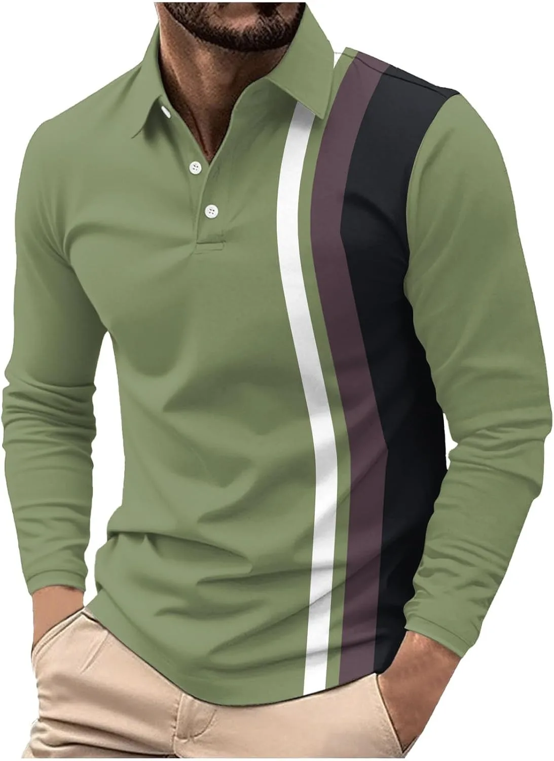 

Мужская поло с длинным рукавом в полоску Sdeycui