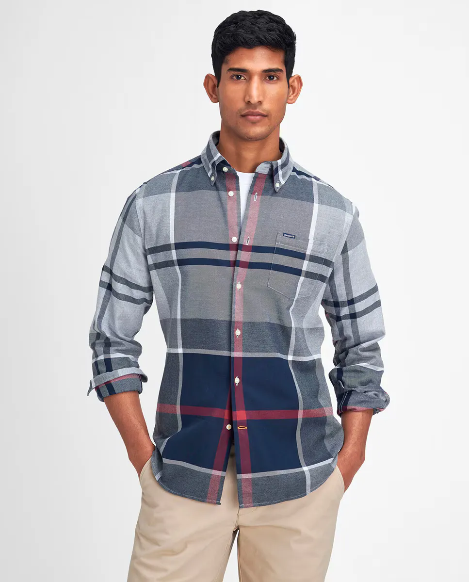 

Мужская рубашка обычного кроя в клетку тартан Barbour, синий