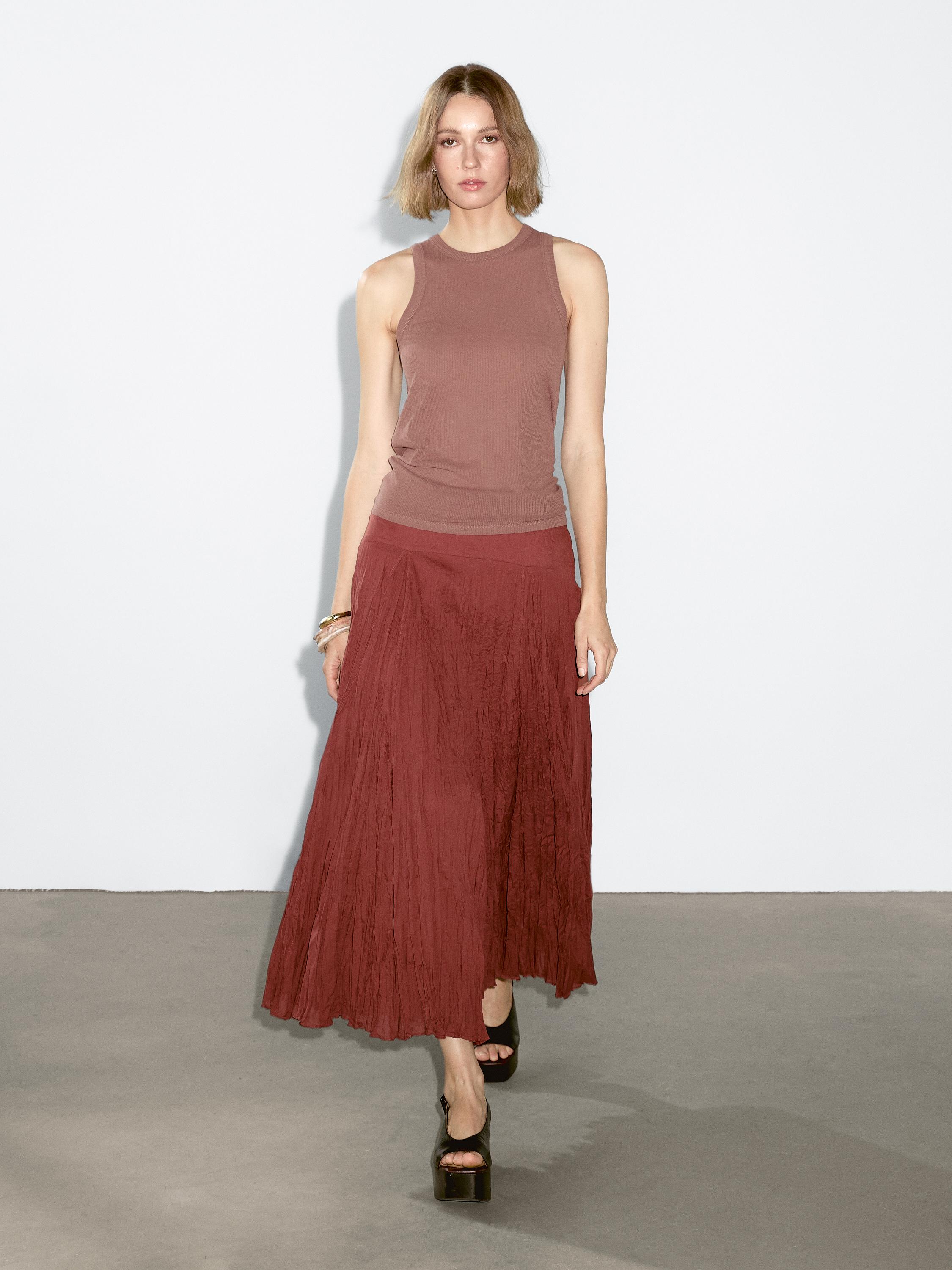 

Топ из 100% хлопка с завязками на шее Massimo Dutti, Dusty Pink