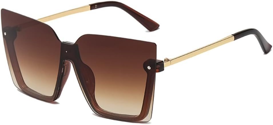 

Женские солнцезащитные очки LVTFCO большого размера, новые винтажные ретро-очки, большие солнцезащитные очки с защитой от УФ-излучения UV400, модные безободковые очки для женщин, Gold Brown