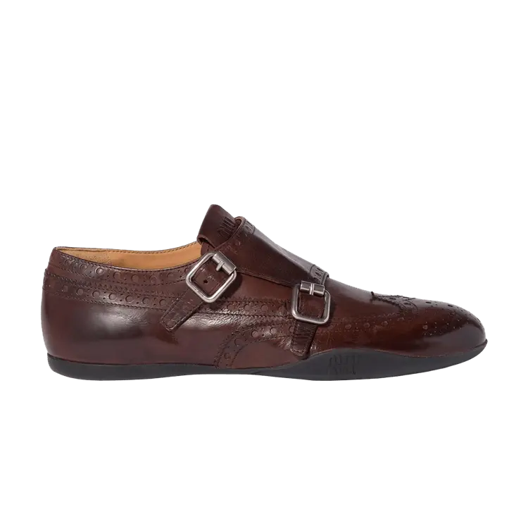 Кроссовки Miu Miu Wmns Calf Leather Buckle Brogue 'Moro Brown'