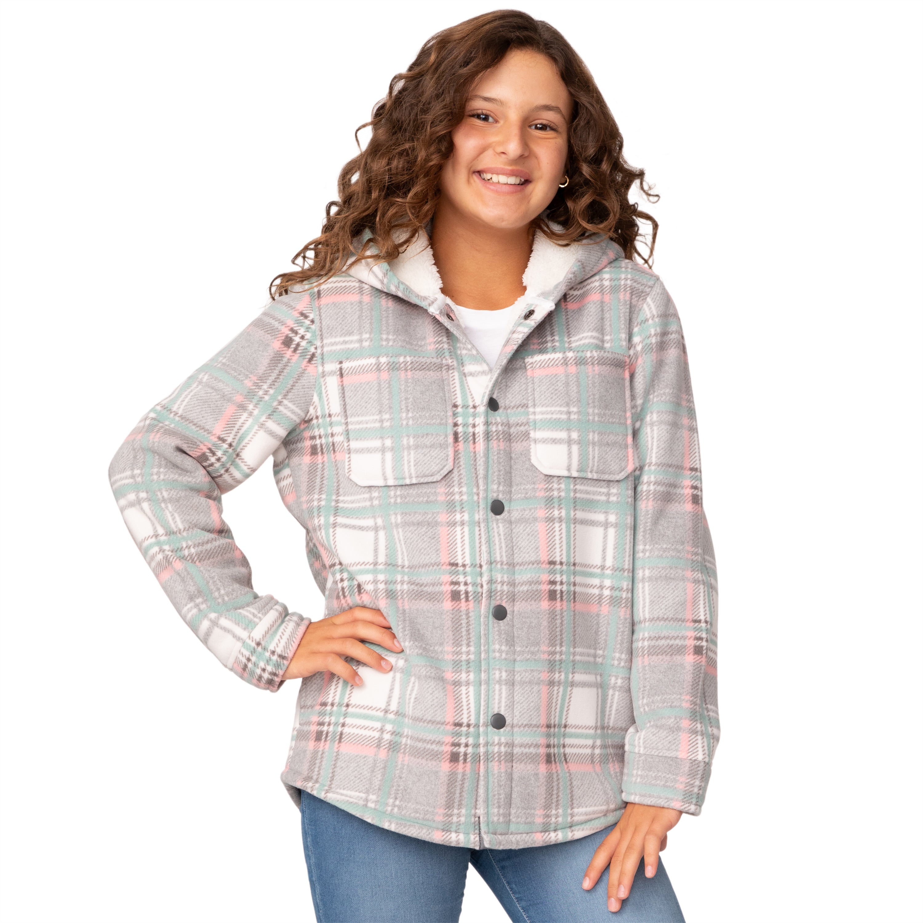 

Куртка флисовая для девочек Free Country Chill Out, цвет cream plaid