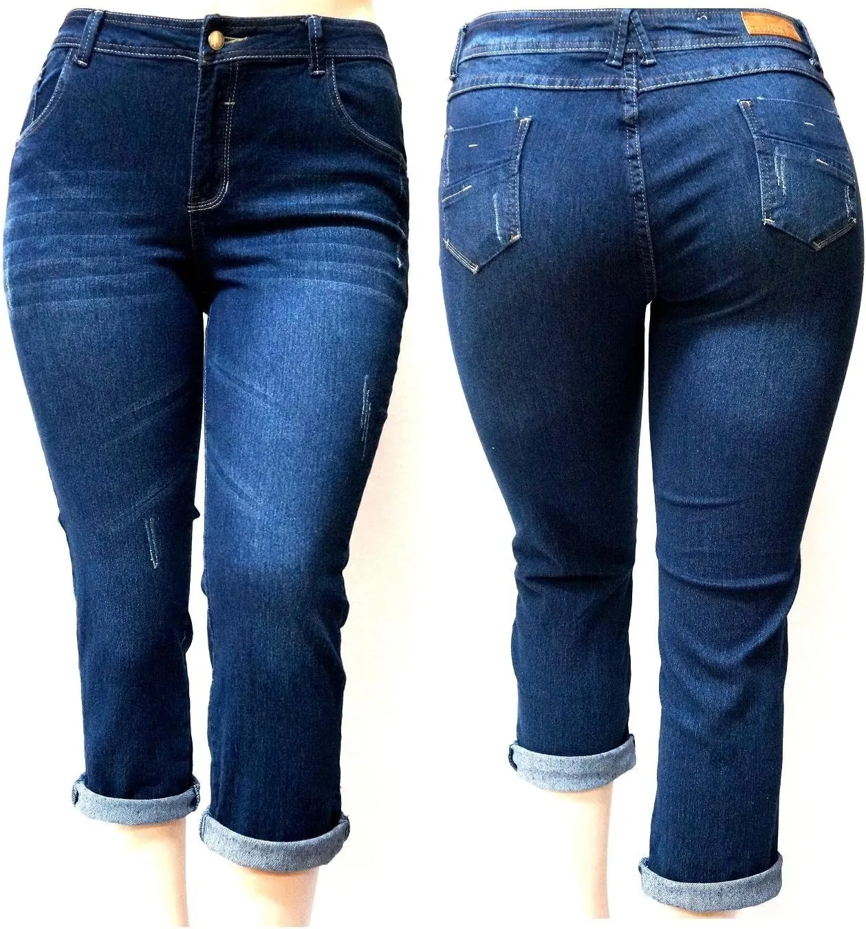 

Jully-M женские джинсы plus size синие stretch с подкатом 1826 Jeans