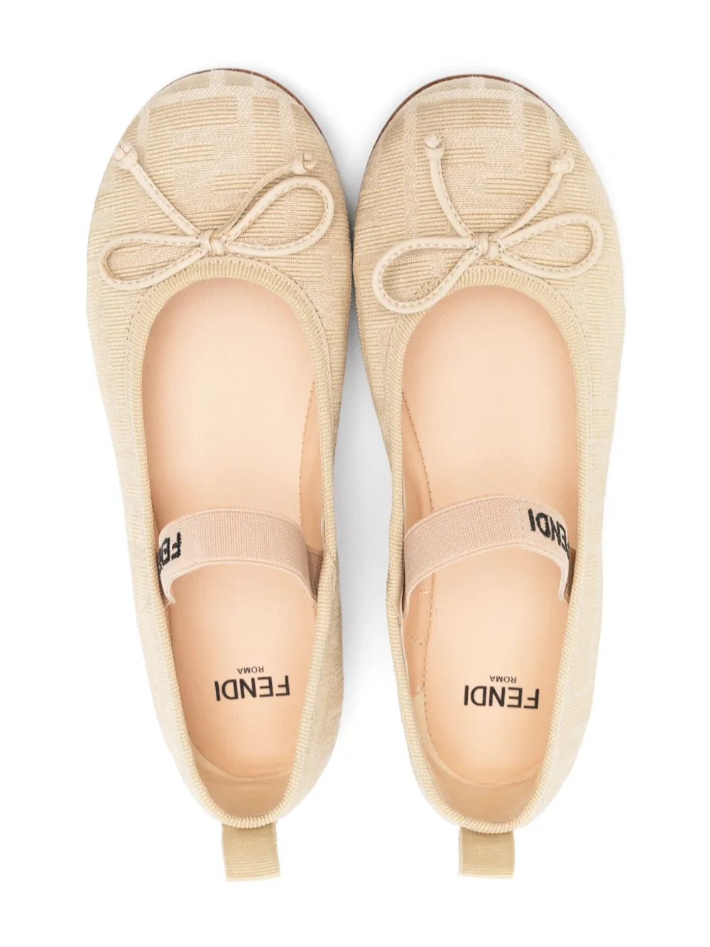 Балетки с логотипом FF FENDI KIDS, нейтральный — фото 3