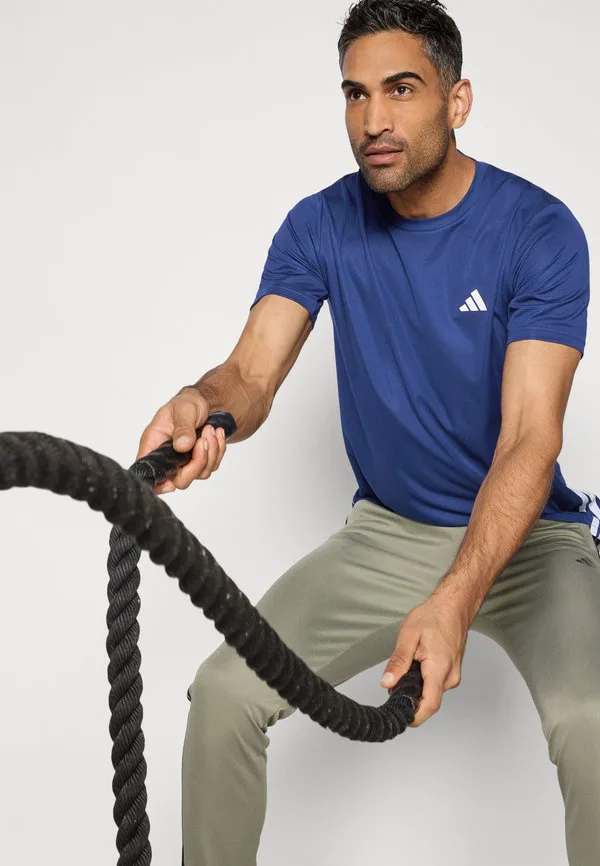 Базовая футболка с принтом "3 полоски" для тренировок Adidas Performance, Dark Blue/White — фото 4