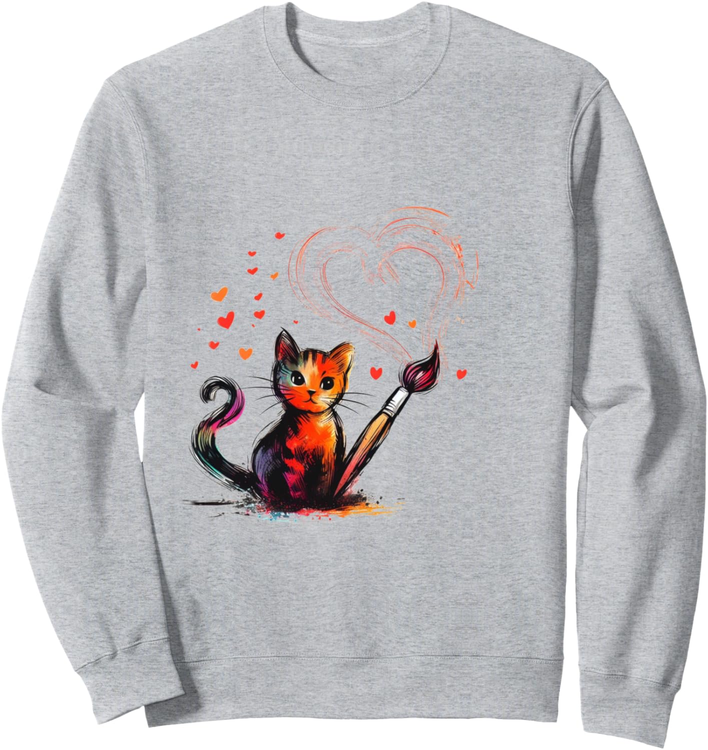 

Толстовка с милым и пушистым дизайном в стиле «Кошачья любовь» Cat Love Designs By Drosoman, серый