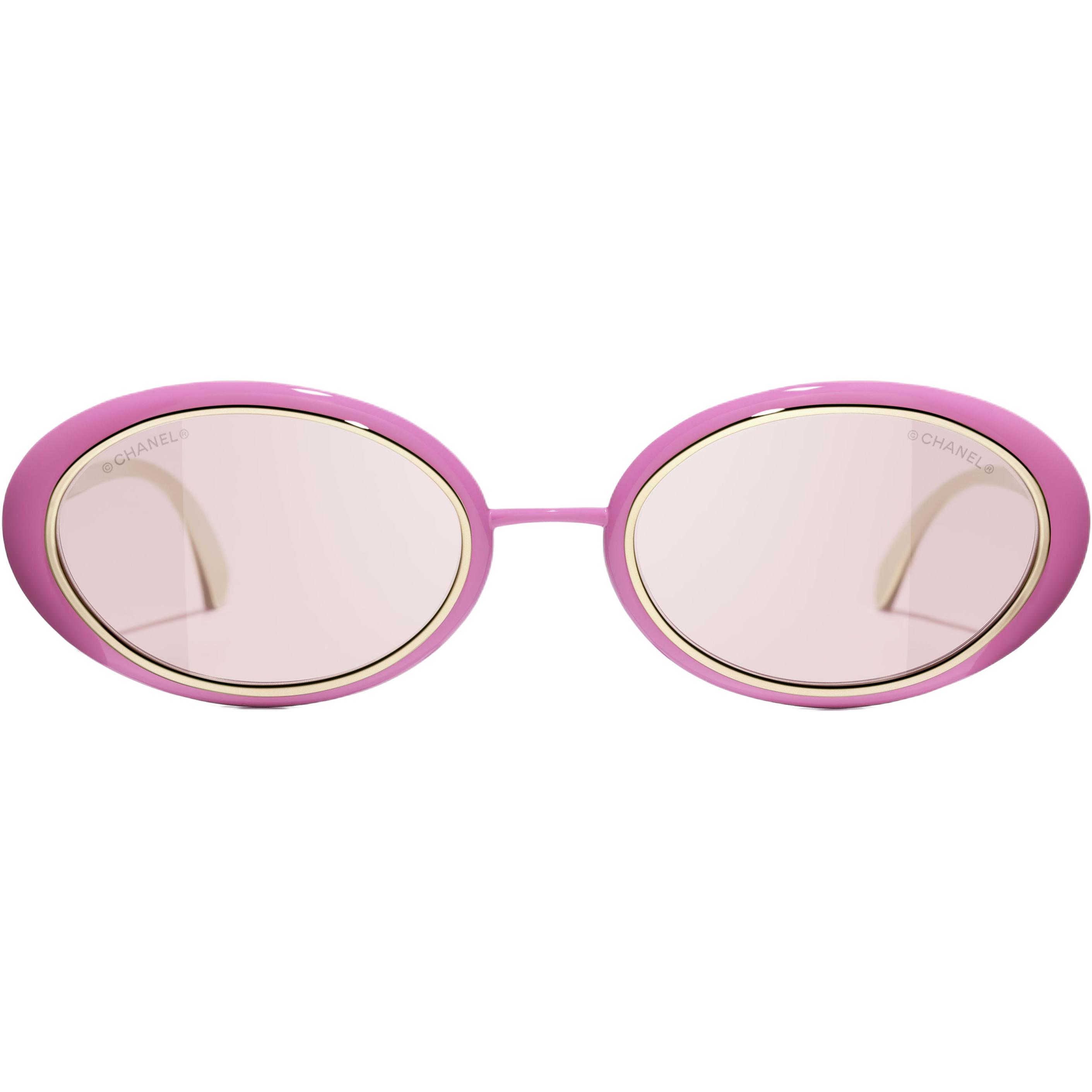 

CHANEL Металлические овальные солнцезащитные очки унисекс розовые, Pink