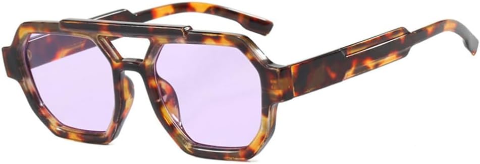 

Солнцезащитные очки UV400 с двойной перемычкой, панк-принт с леопардовым узором, для женщин и мужчин, для бега и занятий спортом на открытом воздухе UYPTK, Leopard Purple