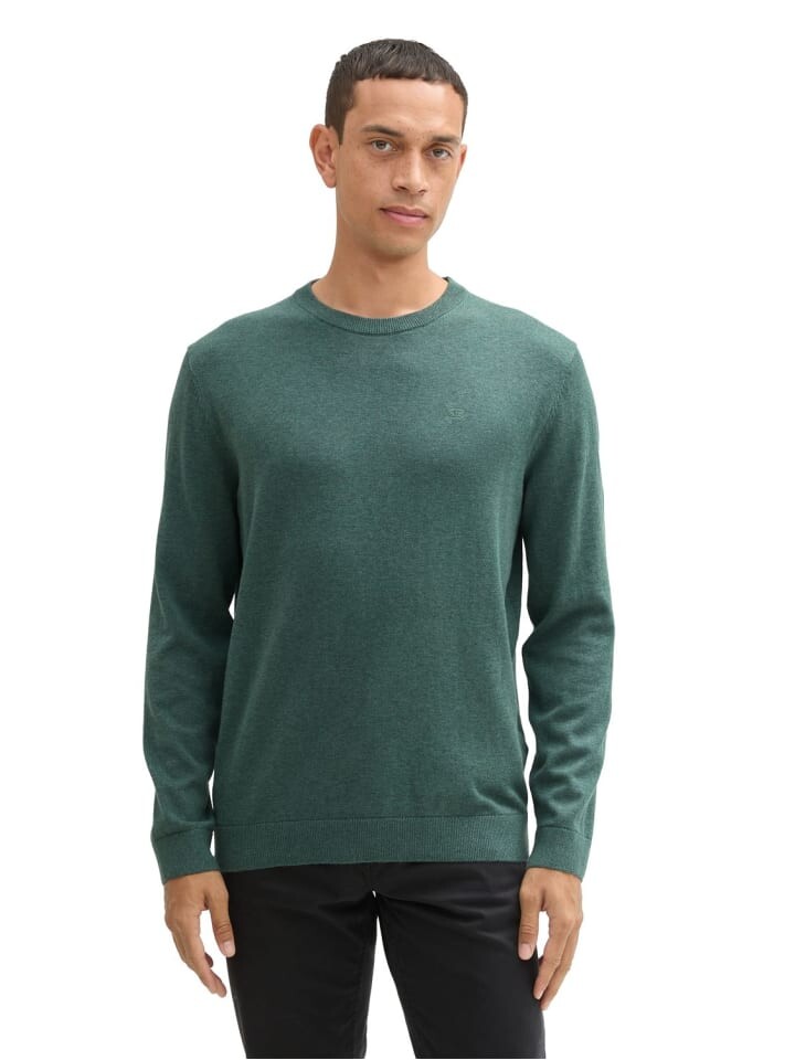 

Пуловер Tom Tailor Pullover BASIC CREWNECK KNIT, зеленый