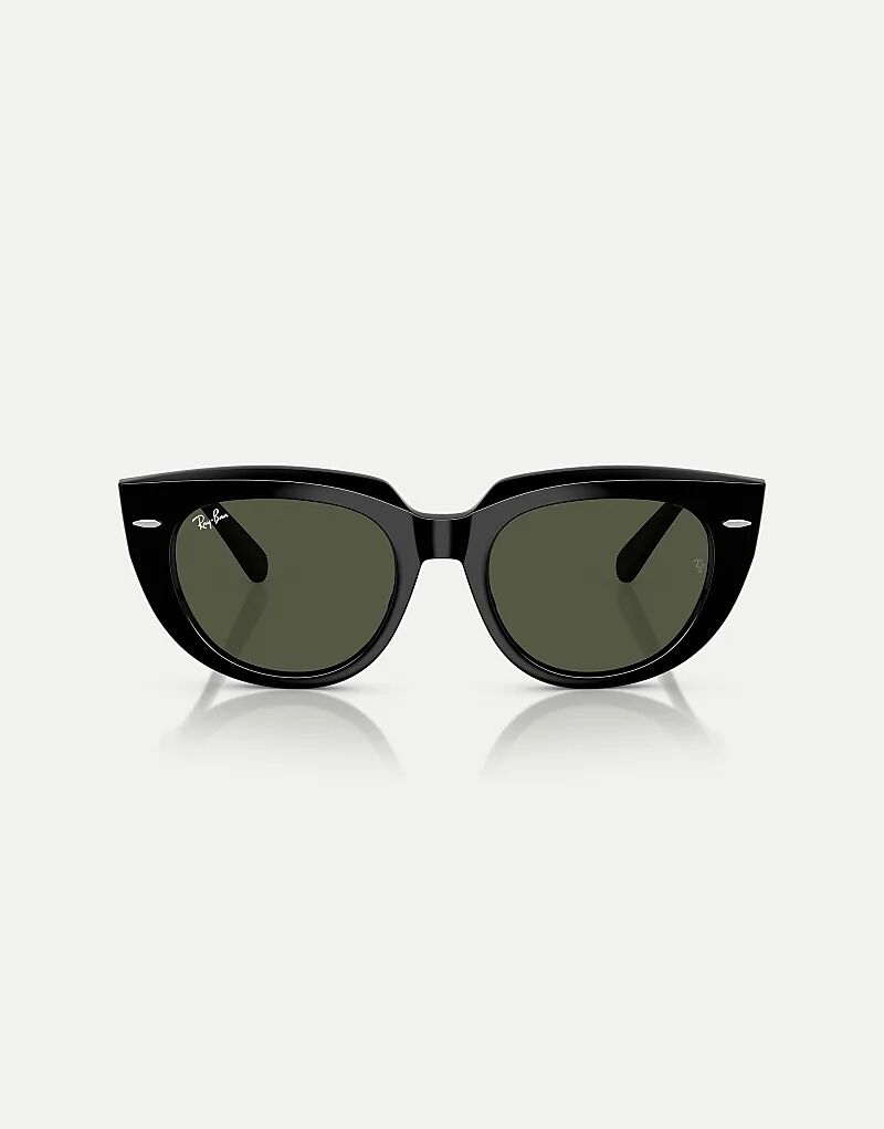 

Солнцезащитные очки Ray-Ban Doreen квадратной формы с зелеными линзами в черном цвете