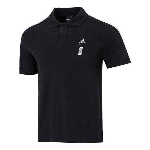 

Футболка adidas Wj Solid Color Logo Micro Mark Athleisure Casual Sports Short Sleeve Polo Shirt Black, мультиколор