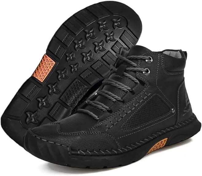 

Мужские удобные кожаные туфли VOKIMAX ручной работы с широким размером, дышащие, водонепроницаемые, с поддержкой свода стопы и противоскользящей подошвой для активного отдыха на природе, черный