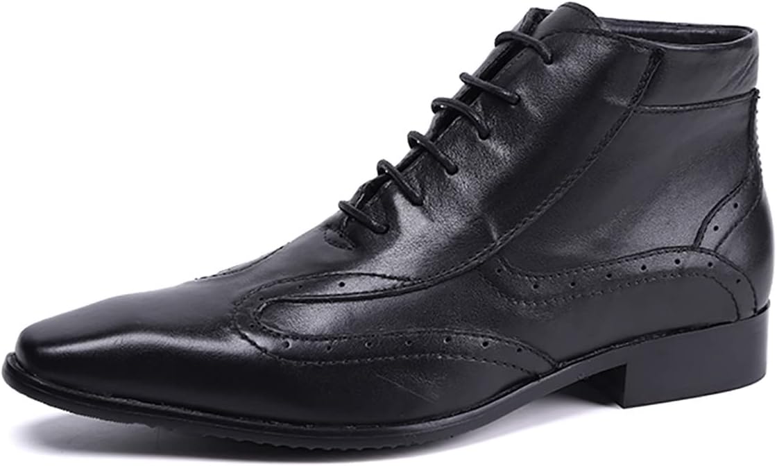 

Мужские ботинки-чукка Santimon из натуральной кожи, с простым носком, шнуровкой, для комфорта, формальные деловые туфли, черный