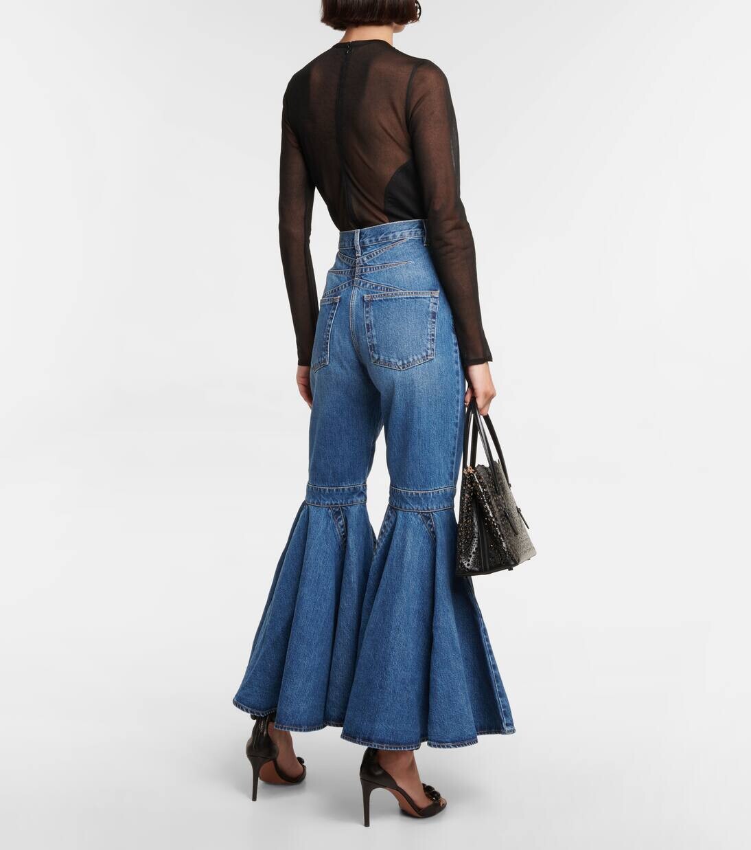 Расклешенные джинсы с высокой посадкой Crinoline Alaïa, цвет bleu jeans — фото 3