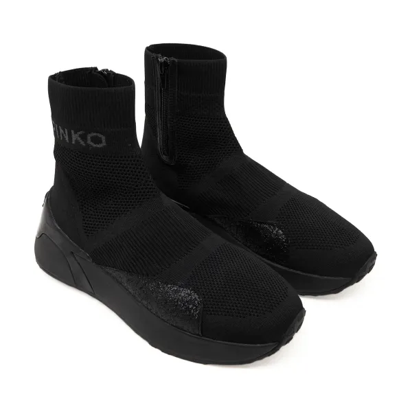 Кроссовки Stockton трикотажные с добавлением кожи Pinko, черный — фото 2