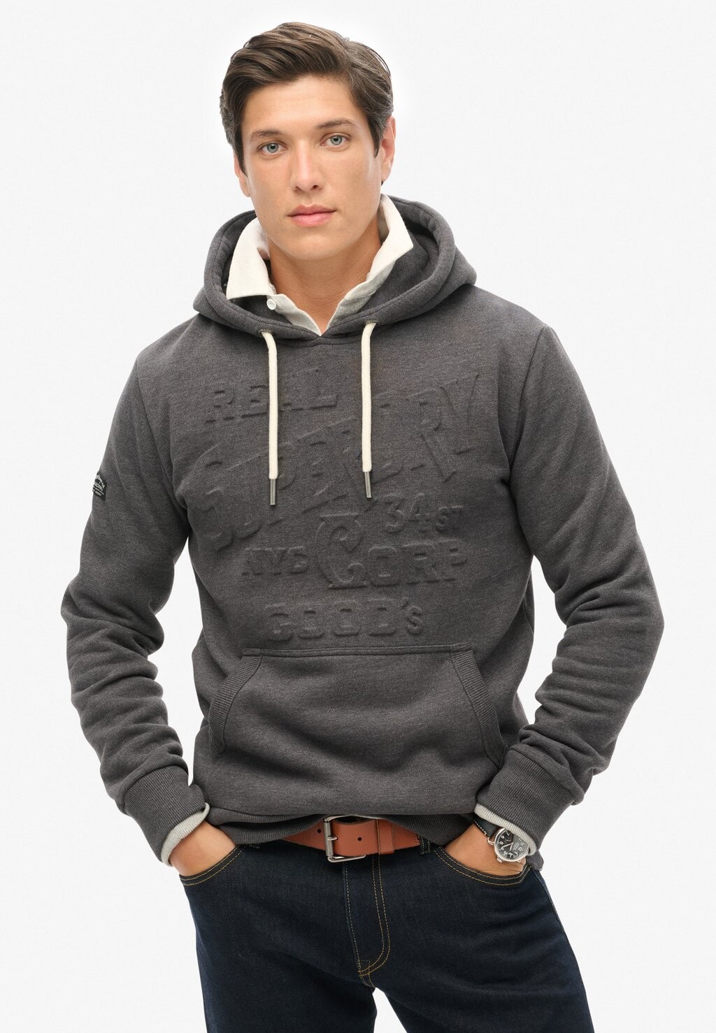 

Толстовка с капюшоном EMBOSSED LOGO GRAPHIC Superdry, темно-серый