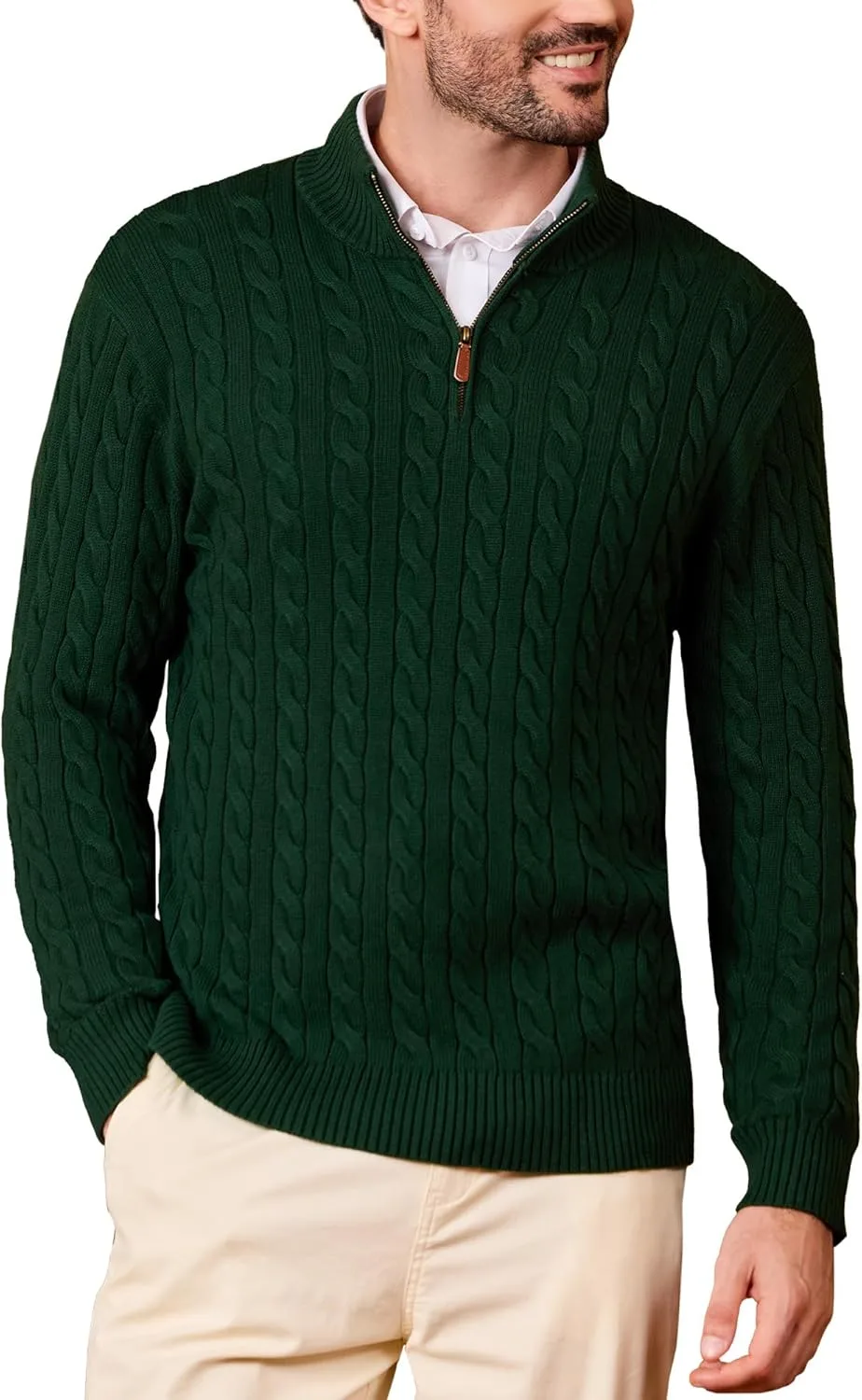 

Мужской свитер-пуловер Kallspin с воротником-стойкой, кабельная вязка, длинный рукав