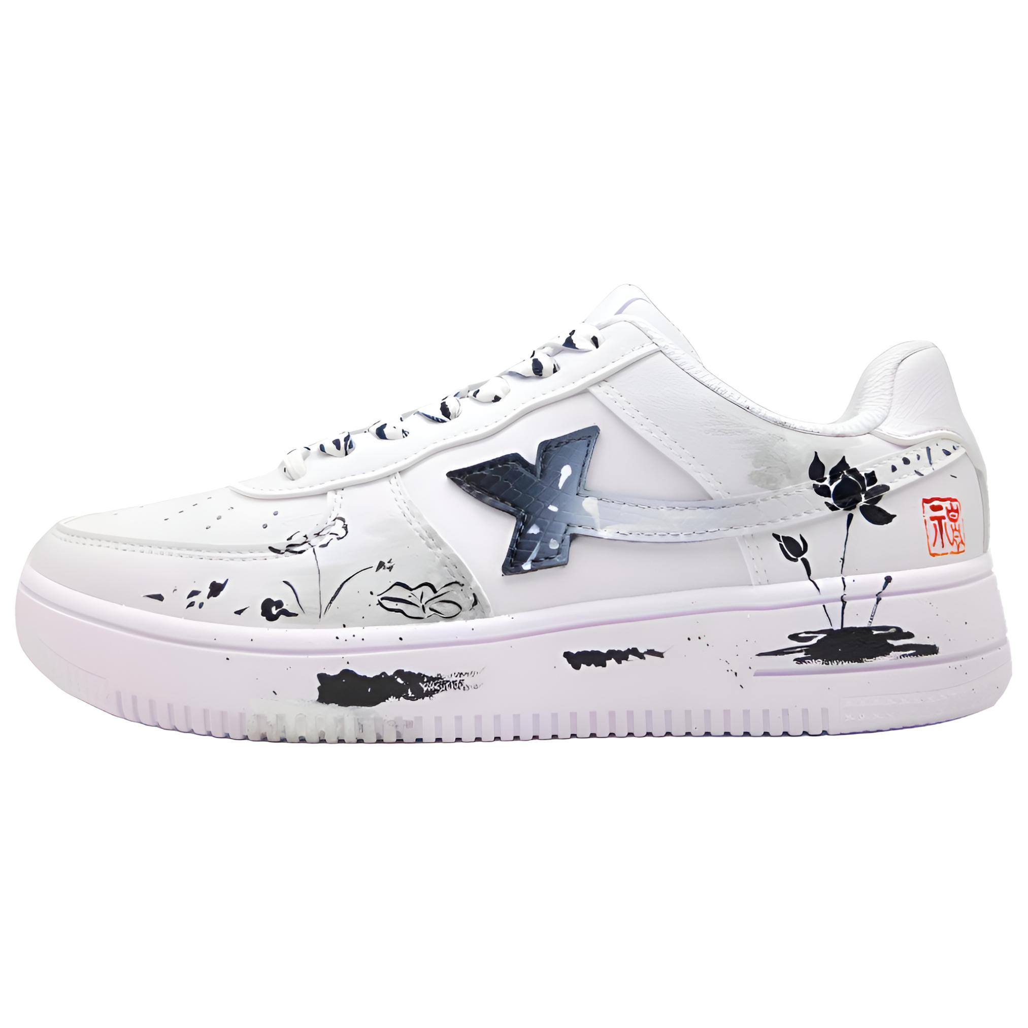 

XTEP Кроссовки Air Force One Slip с низким верхом, устойчивые к истиранию, для скейтбординга, мужские, черно-белые