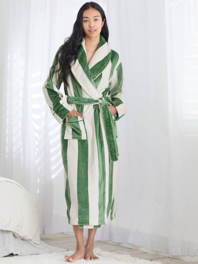 

Длинный халат в полоску из флиса Chelsea Peers, Green