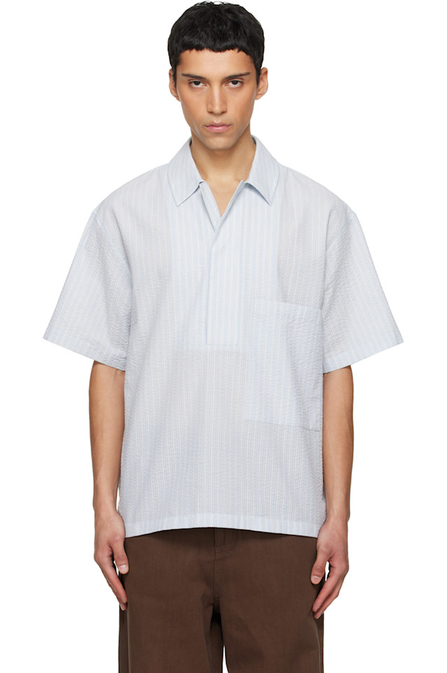 

Le17Septembre Синяя пуловер-рубашка из жатой ткани