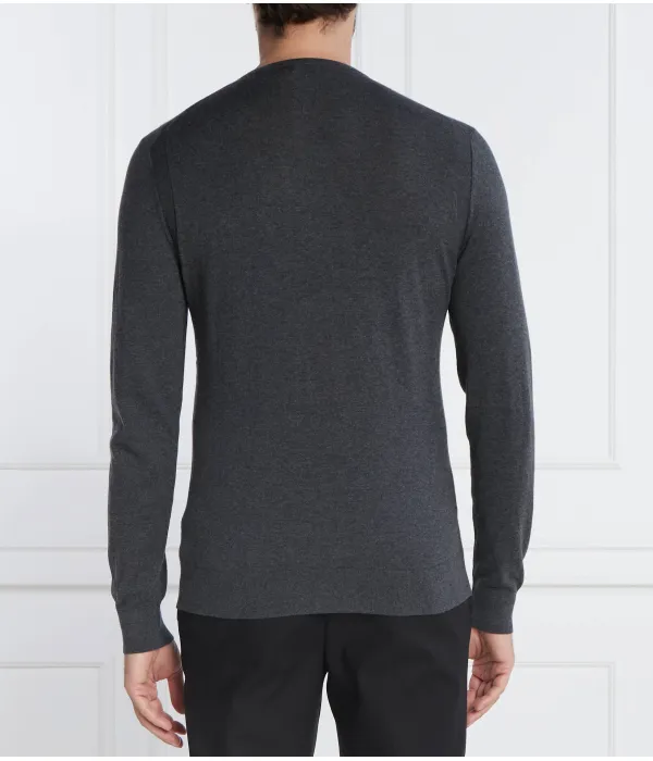 Свитер из смесового шелка с Slim fit Calvin Klein, серый — фото 4