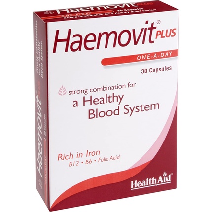 

Health Aid Haemovit Plus Железо, витамин B12, витамин B6, фолиевая кислота++ 30 капсул Officemarket