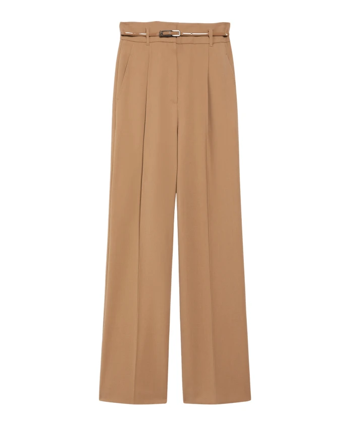 

Шерстяные брюки-палаццо с высокой талией Max Mara Studio, коричневый