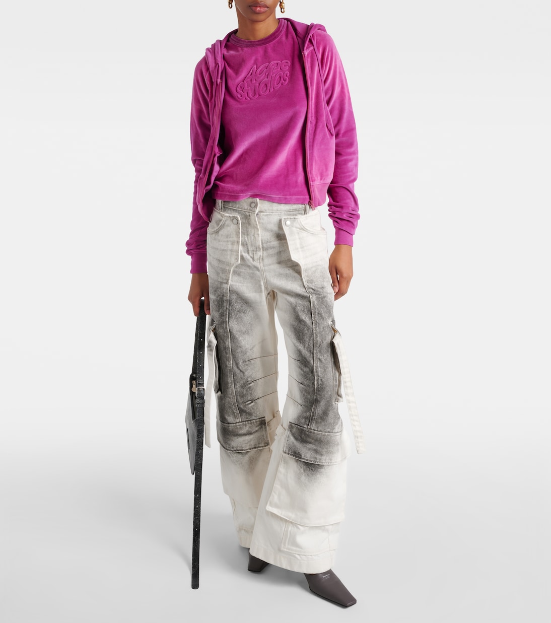 Бархатная толстовка Francess на молнии Acne Studios, Magenta Pink — фото 2