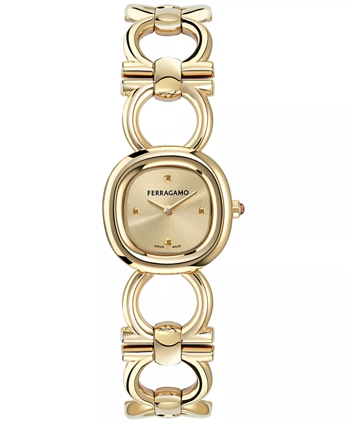 

Женские часы с браслетом из нержавеющей стали с золотым ионным покрытием Double Gancini, 25 мм Ferragamo