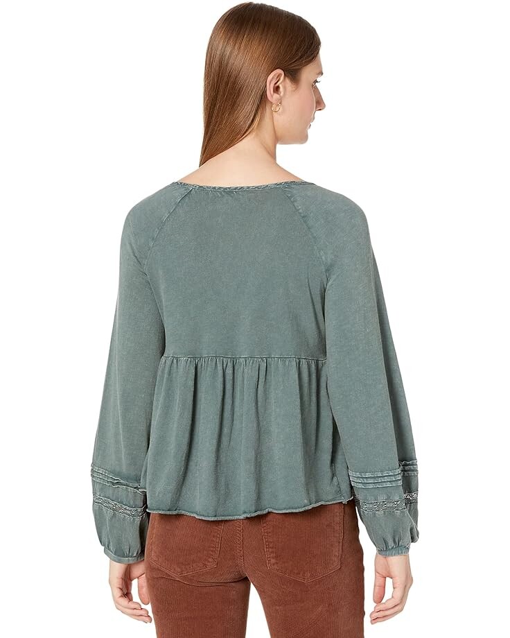 

Топ Lucky Brand Textured Babydoll Top, цвет Balsam Green
