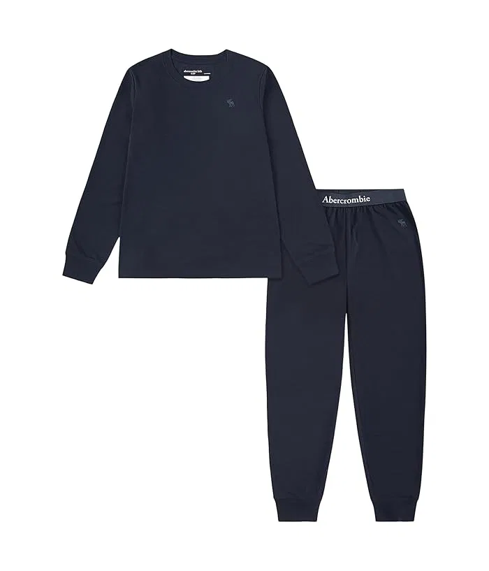 Пижамный набор с логотипом Core Long Sleeve Joggers Sleep Set abercrombie kids, Jet Stream