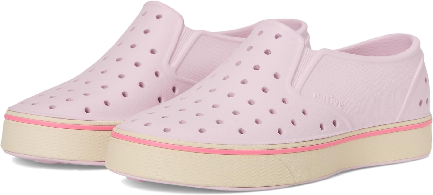 

Кроссовки Native Shoes Kids Miles Slip-On Sneakers, цвет Barely Pink/Bone White