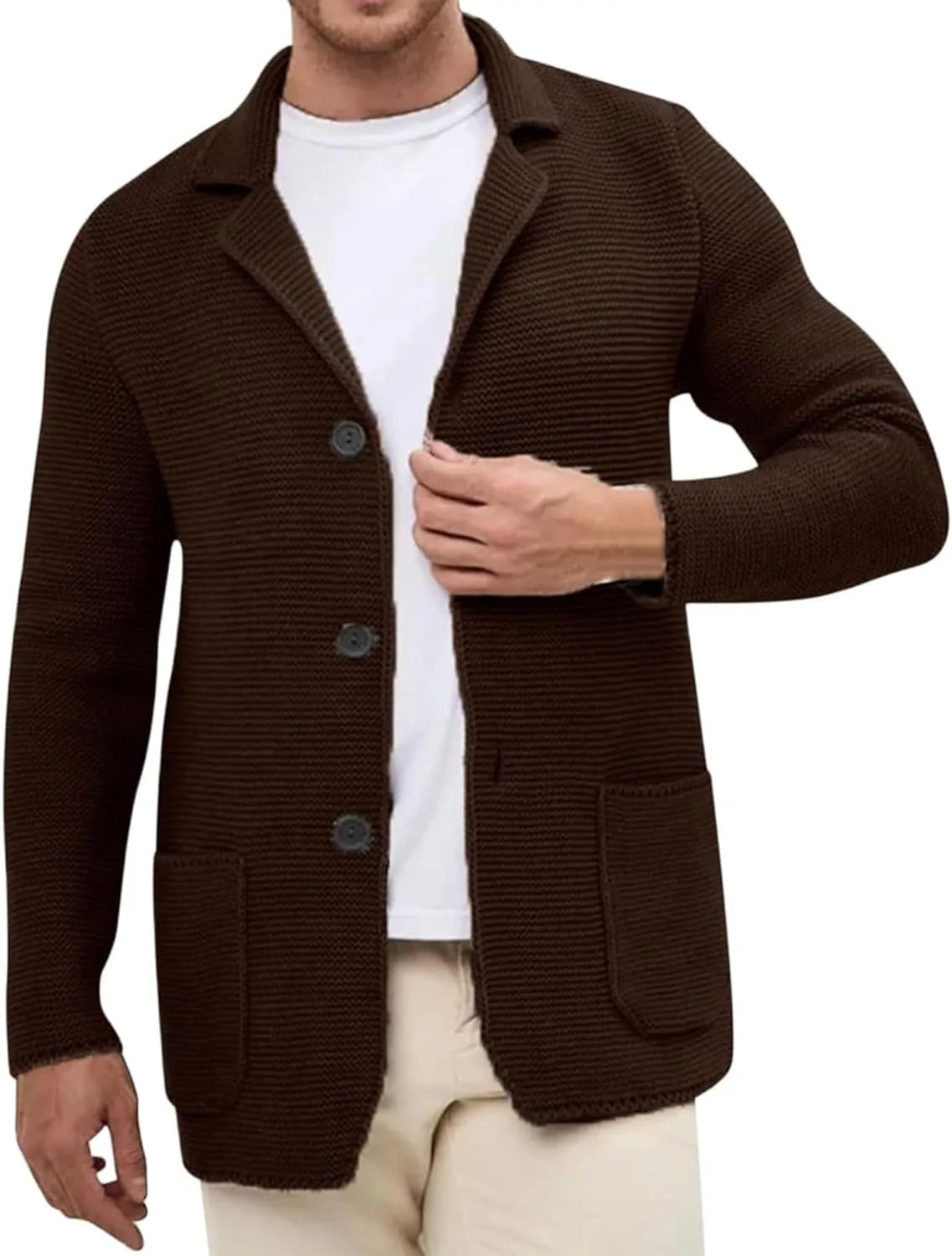 

Мужской кардиган-блейзер вязаный осенний классический с длинным рукавом slim fit