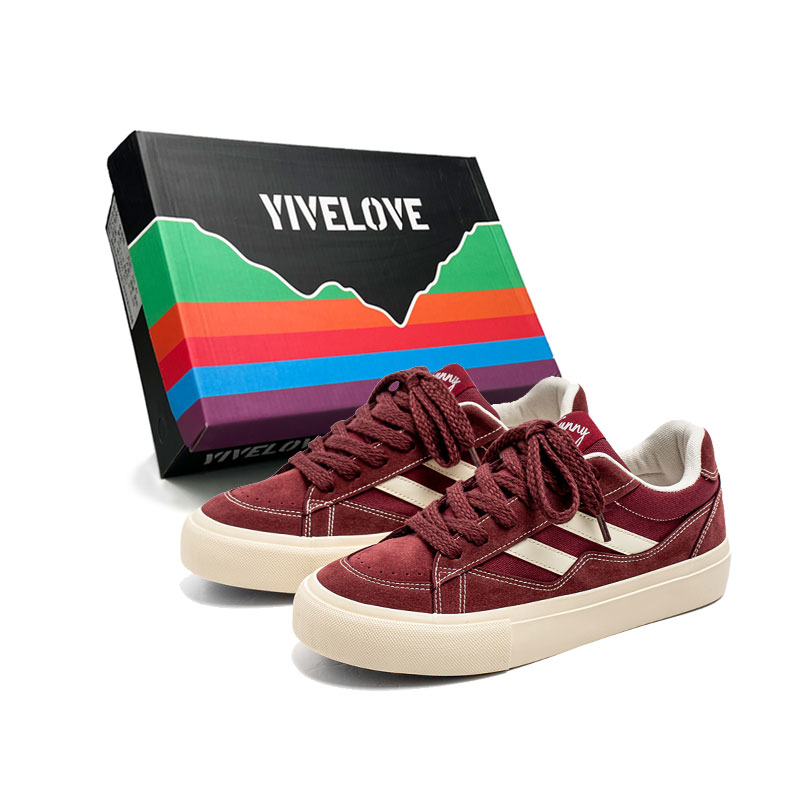 

YIVELOVE Антискользящие и износостойкие дышащие низкие кеды мужские бордовые, цвет Burgundy