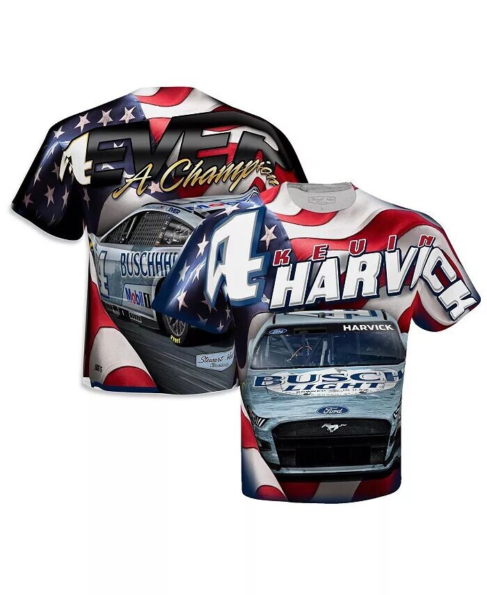 

Мужская белая сублимированная патриотическая футболка Kevin Harvick Stewart-Haas Racing Team Collection