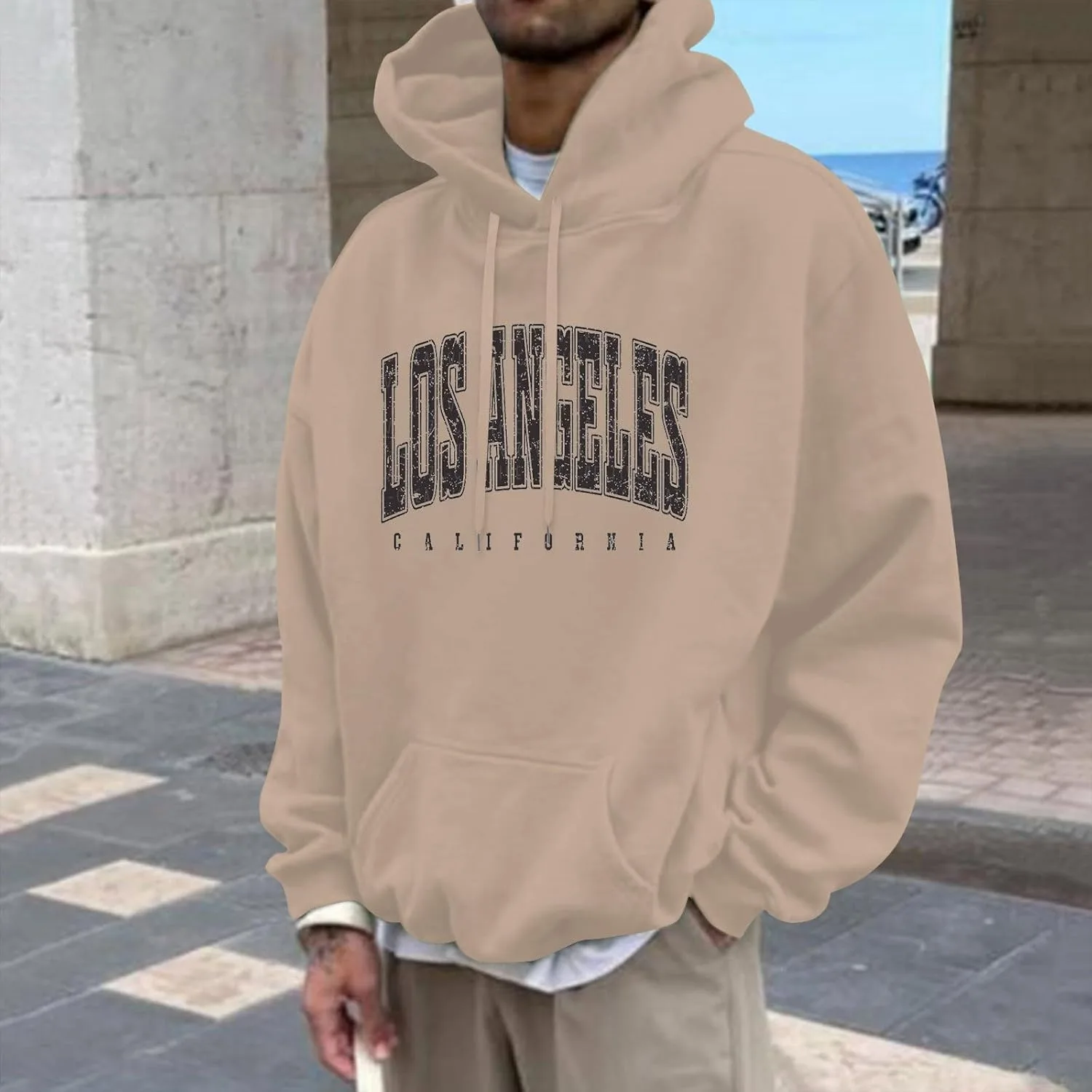 Толстовка с капюшоном Los Angeles California Backwoods для мужчин, осенняя, с кулиской и принтом — фото 2