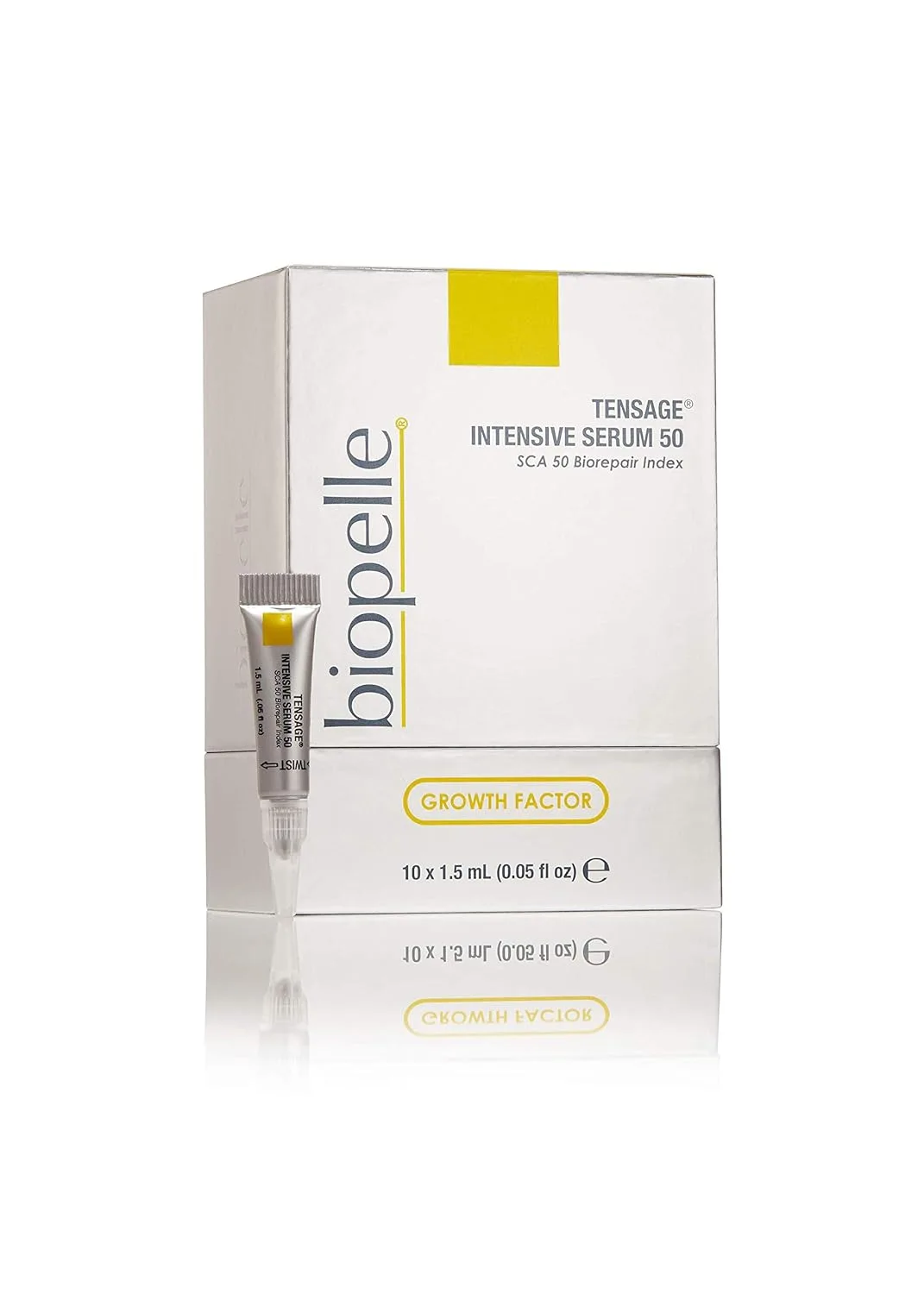 Biopelle Tensage Growth Factor Intensive Face Serum 50, сыворотка с муцином улитки для лица и шеи с индексом SCA 50 Biorepair, гиалуроновая кислота, пептиды и антиоксиданты, 10 шт