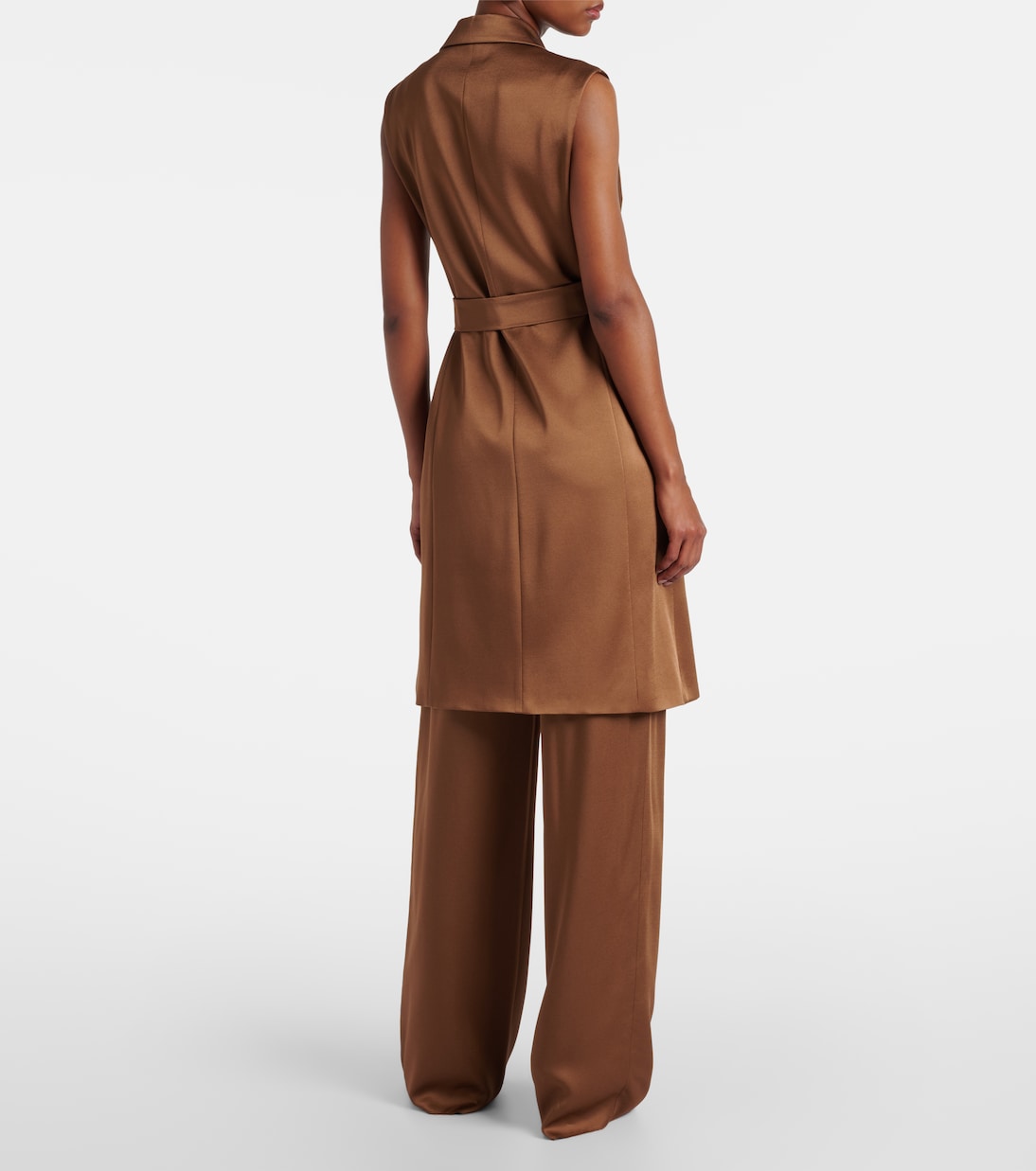 Атласный жакет с поясом из афганского атласа Max Mara, Visone — фото 3