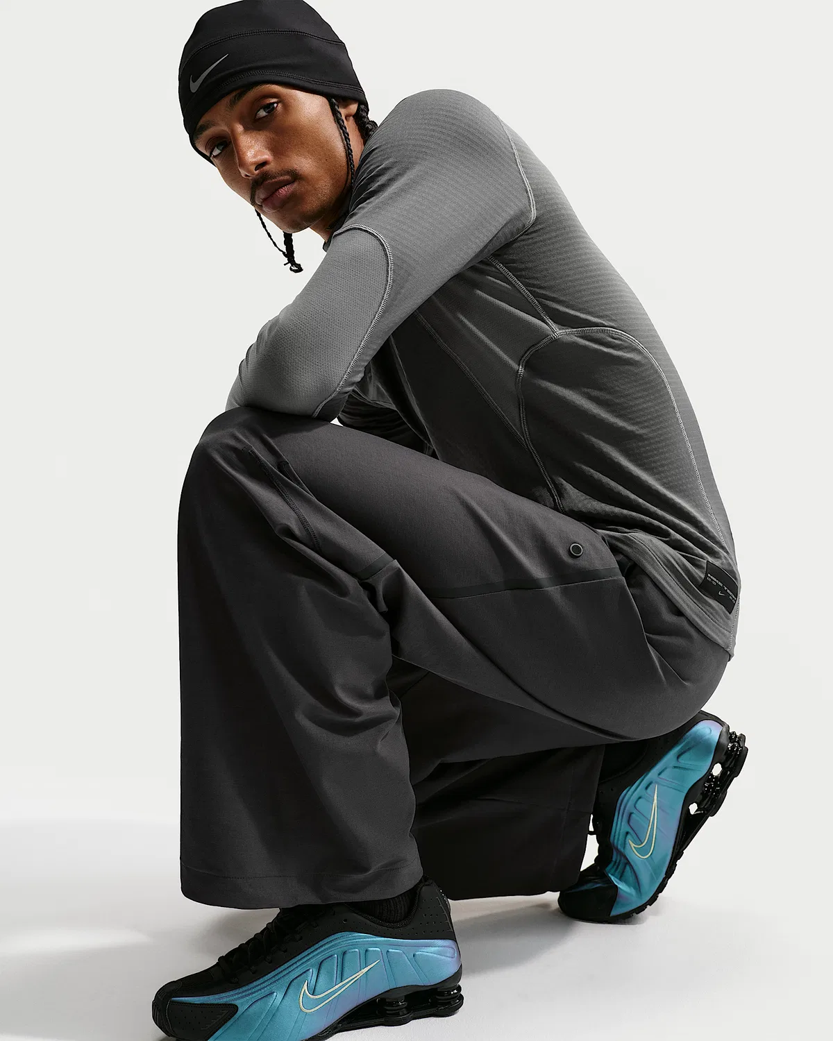 Мужские штаны Nike Tech Dri-FIT Shori Knit, Anthracite/Black — фото 4