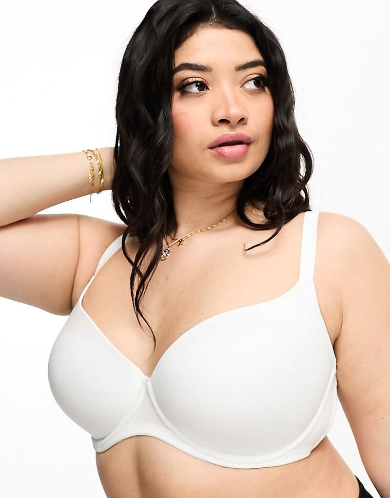 

Белый бюстгальтер-футболка из формованной микрофибры ASOS DESIGN Curve