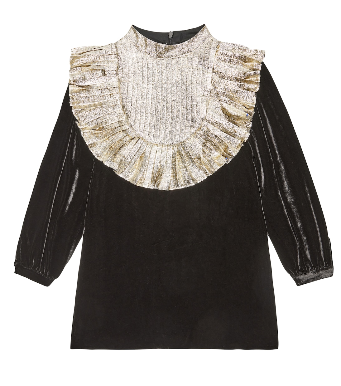 

Бархатное платье с воротником-стойкой Stella McCartney Kids, черный