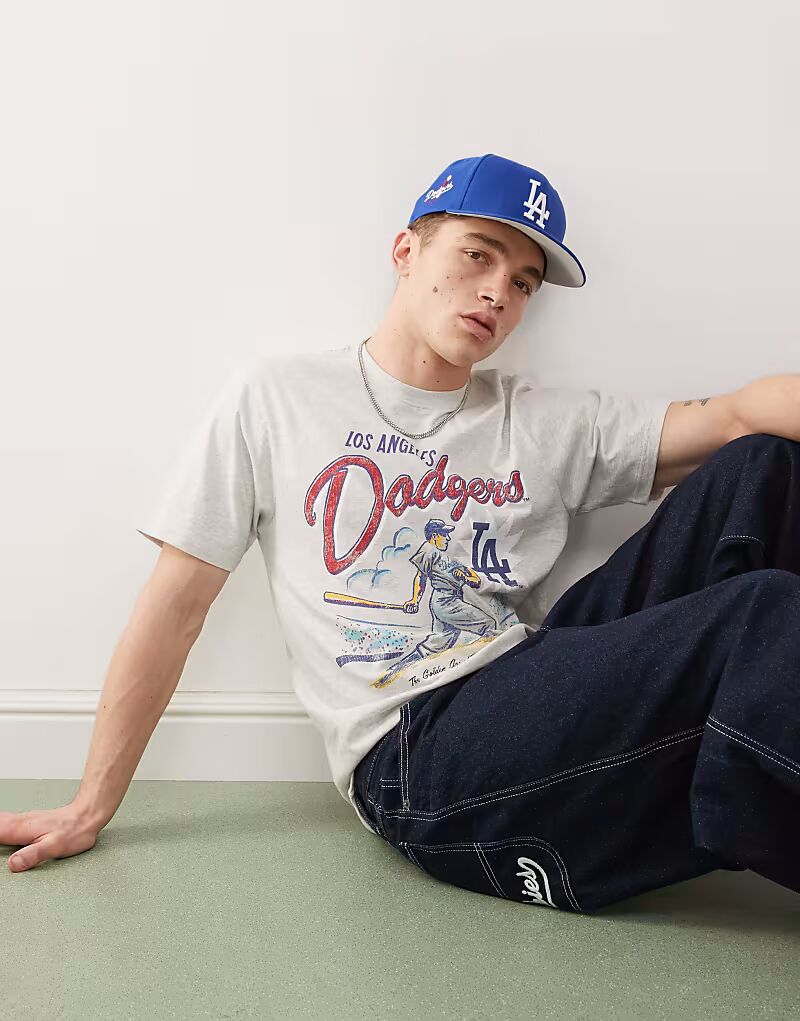 

Футболка с бейсбольным принтом 47 Brand LA Dodgers серого цвета
