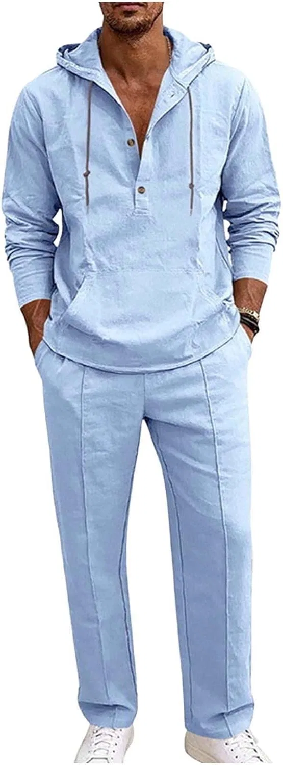 Мужской спортивный костюм с капюшоном, Generic, Light Blue