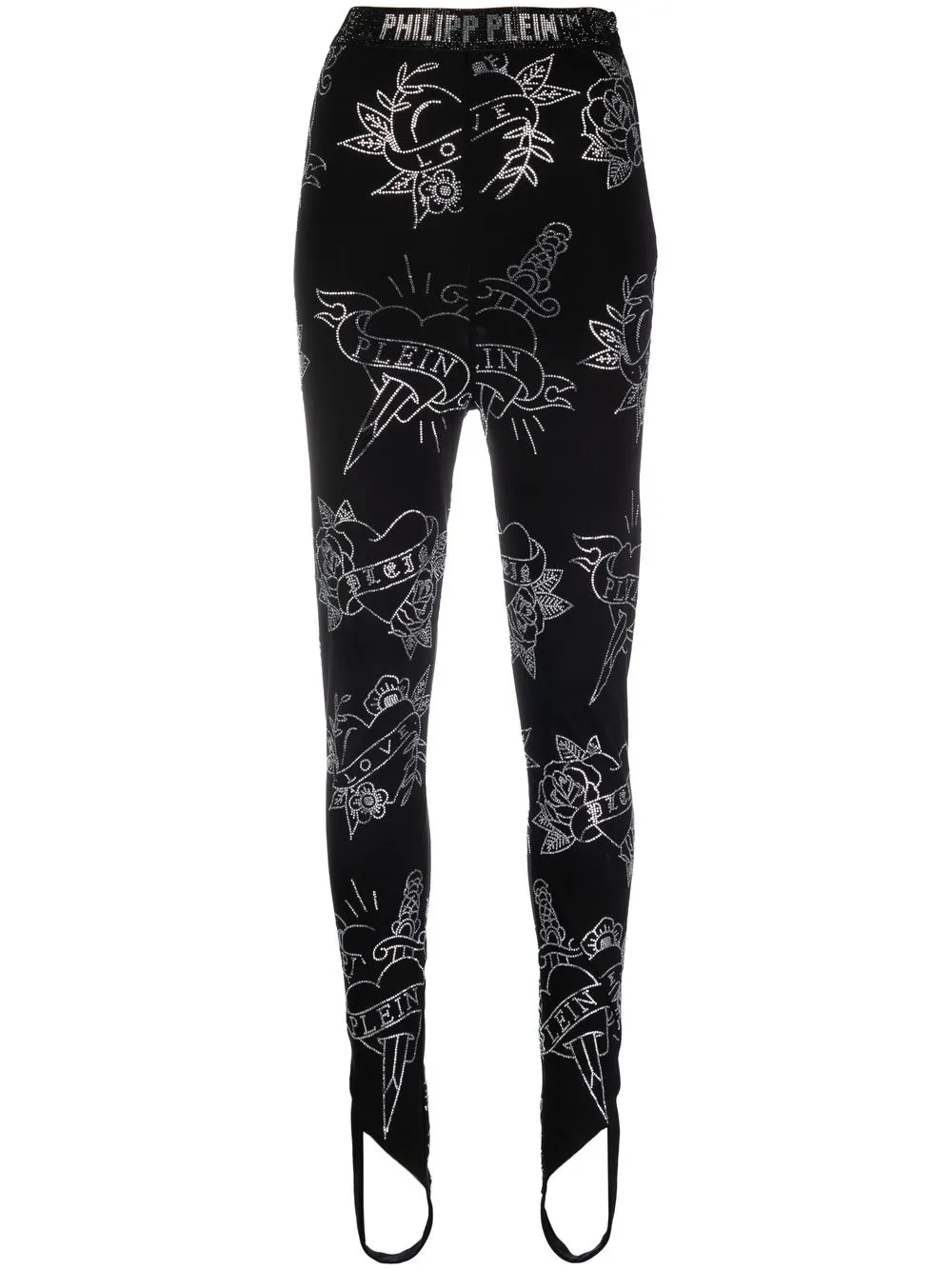 

Леггинсы со штрипками и принтом Love Philipp Plein, черный