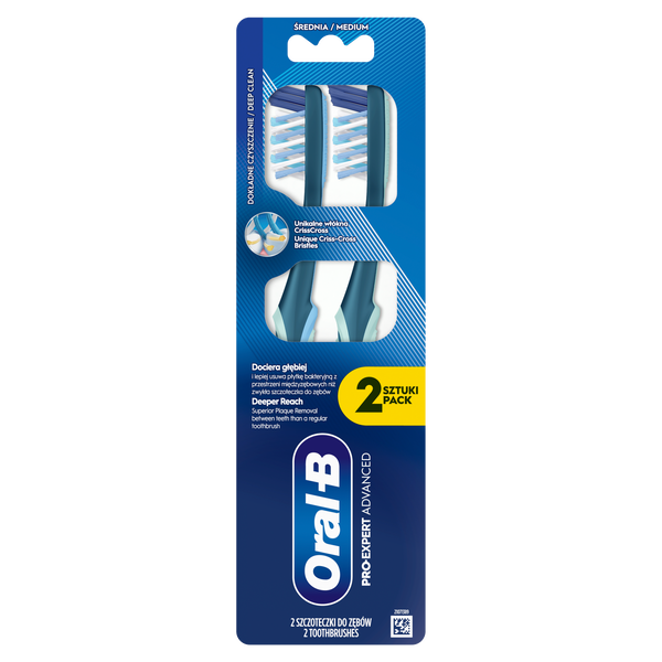 

Зубная щетка для удаления бактериального налета, 2 шт./1 упаковка. Oral-B Pro-Clean advanced
