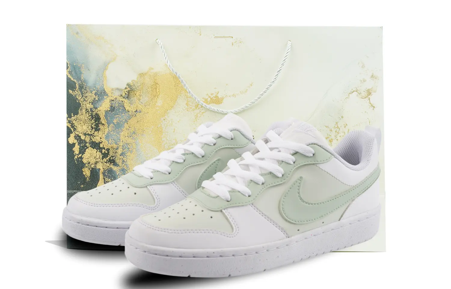 

Кроссовки Nike Court Borough Skateboarding Shoes Women's Low-top White/green, зеленый