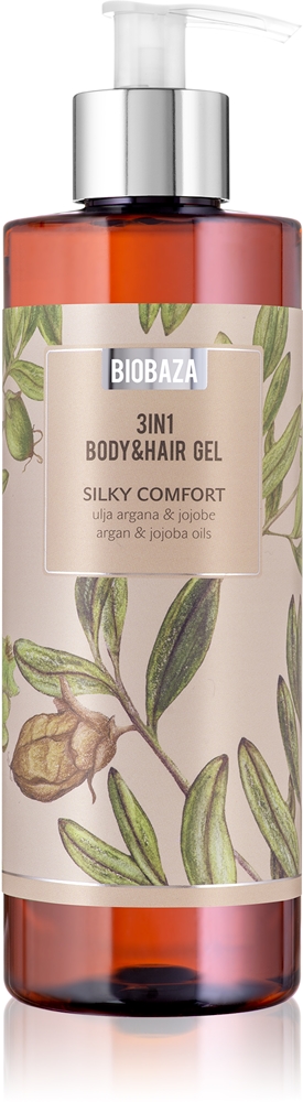 

3-В-1 гель для тела и волос, шелковистый комфорт, шампунь, кондиционер и гель для душа «три в одном» Biobaza, 400 мл