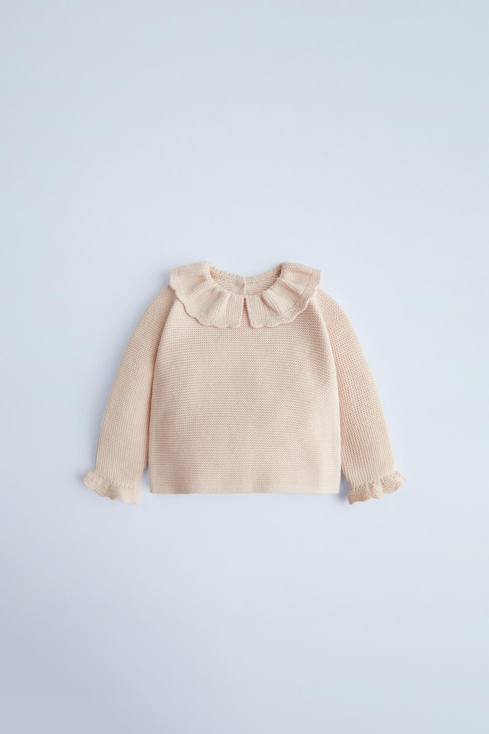 

Вязаный свитер с оборками ZARA, светло-розовый