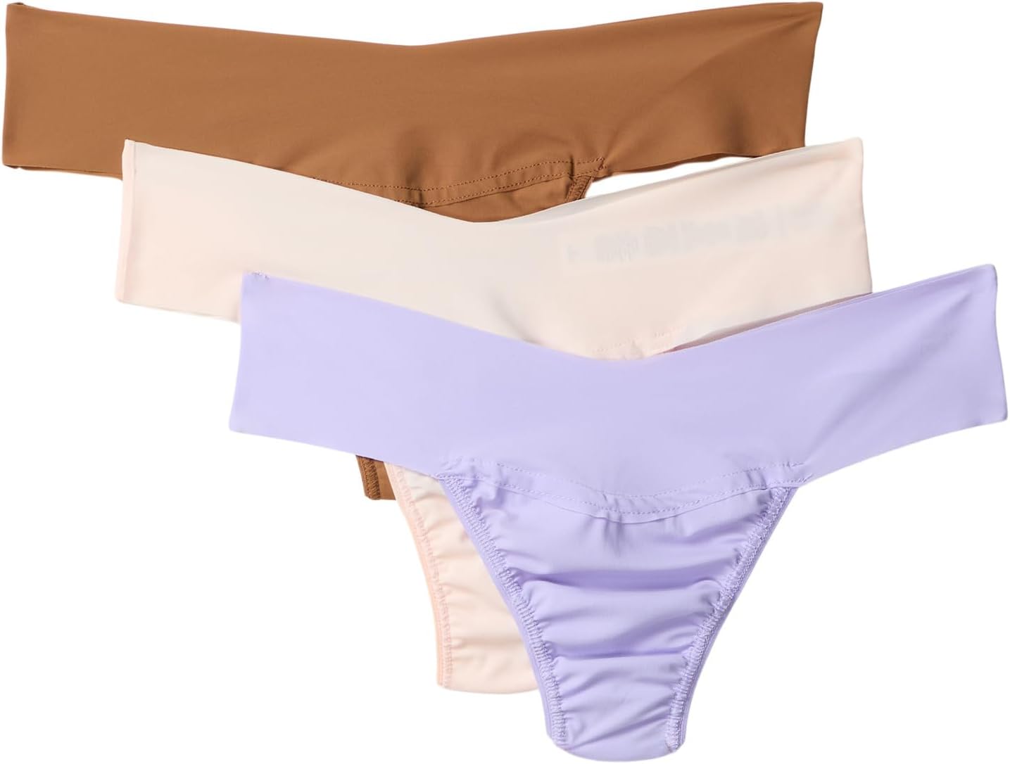 

Стринги Hanky Panky BreatheSoft Natural Rise 3-Pack Thong, цвет Wisteria/Toffee/Vanilla