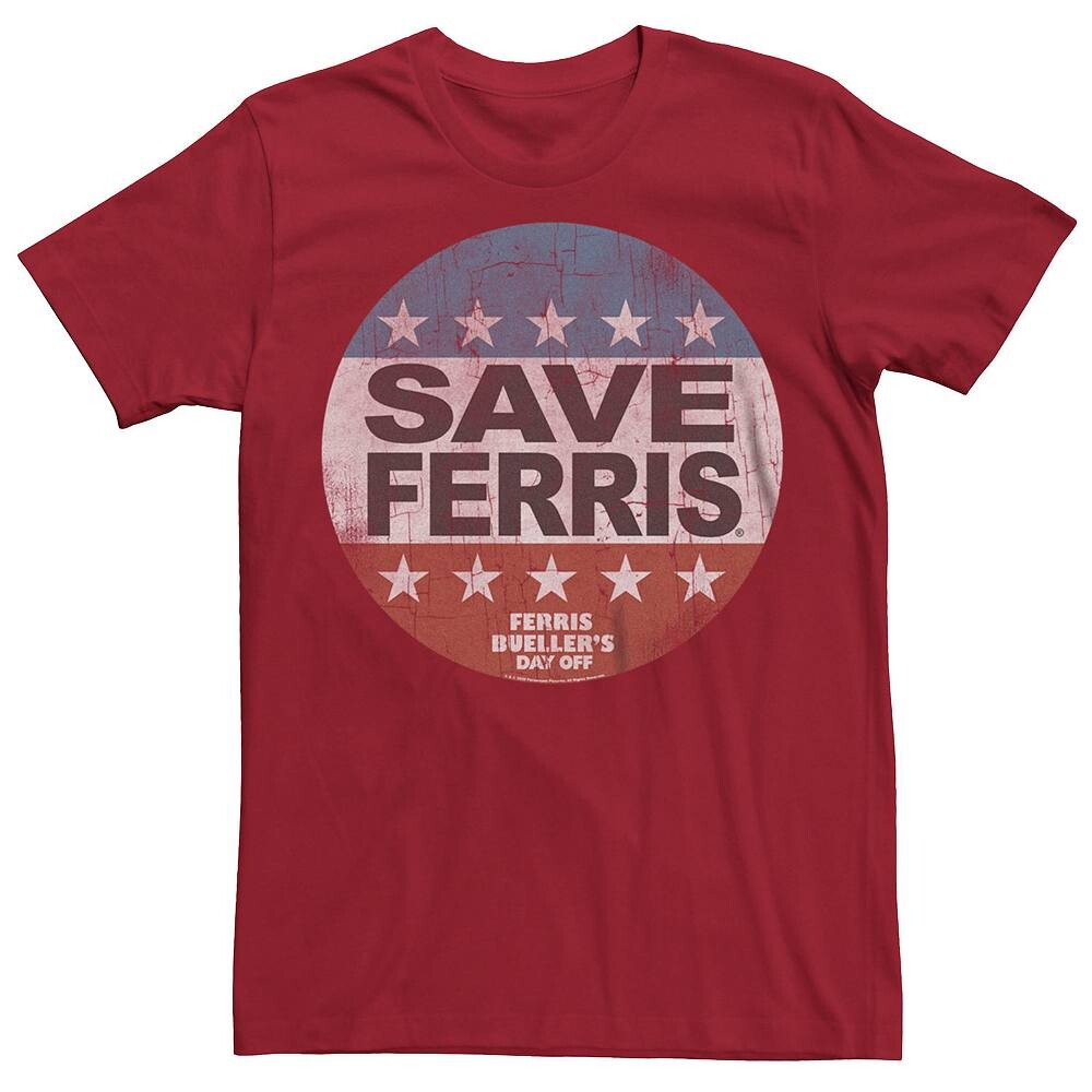 

Мужская футболка Ferries Bueller Save Ferris с рисунком Licensed Character, цвет Cardinal